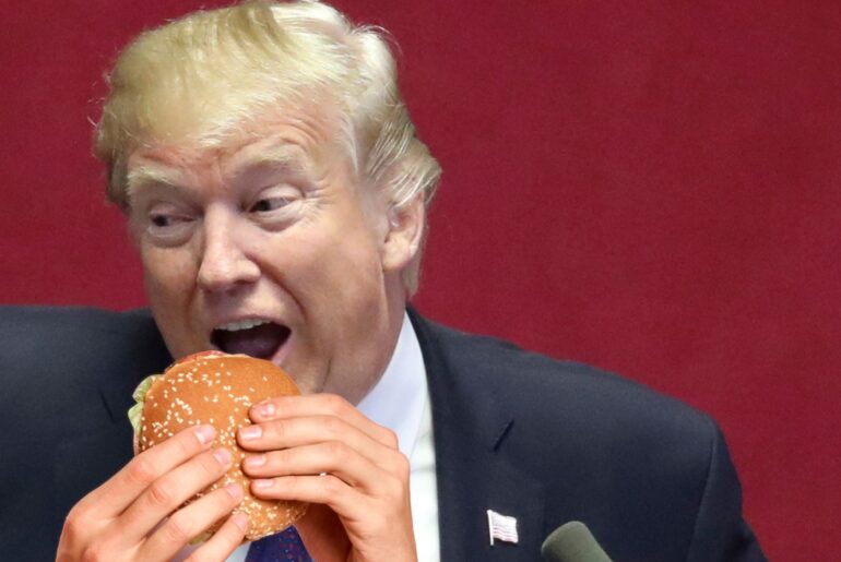 trump eating burger