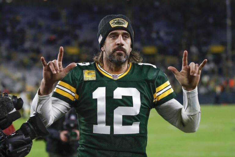 Aaron Rodgers celebrating after win against the Seattle Seahawks 1024x682 1