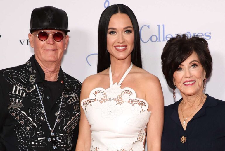Katy Perry Supported by Her Parents on the Red Carpet as She Dazzles in the Perfect White Dress