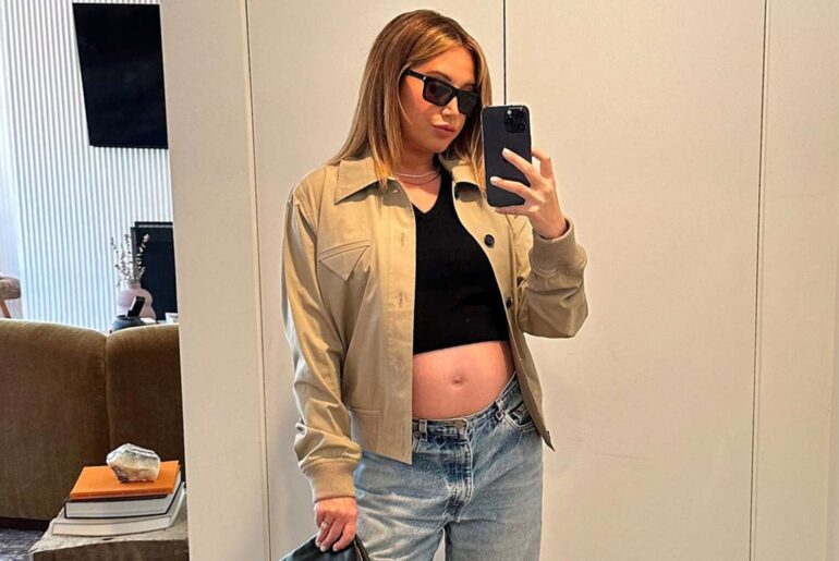 Pregnant Ashley Tisdale Shares Peek at Her Bare Baby Bump: 'The Only Jeans That Will Fit Me Right Now'